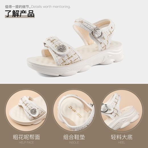 ZHR凉鞋女2023新款夏季小香风厚底沙滩鞋ins魔术贴松糕运动凉鞋女 商品图9