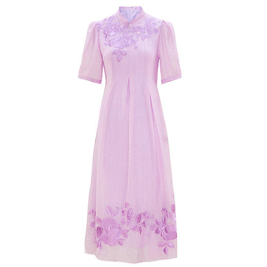 新中式国风，旗袍改良式收腰裙夏季短袖气质年轻款连衣长裙OG-9340 商品图4