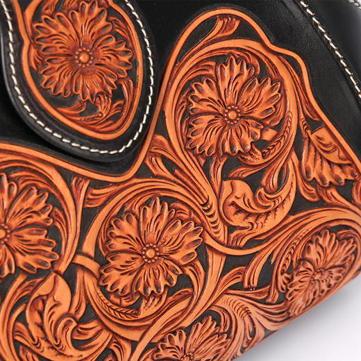 深山集市 黑素雕刻手提包 商品图3