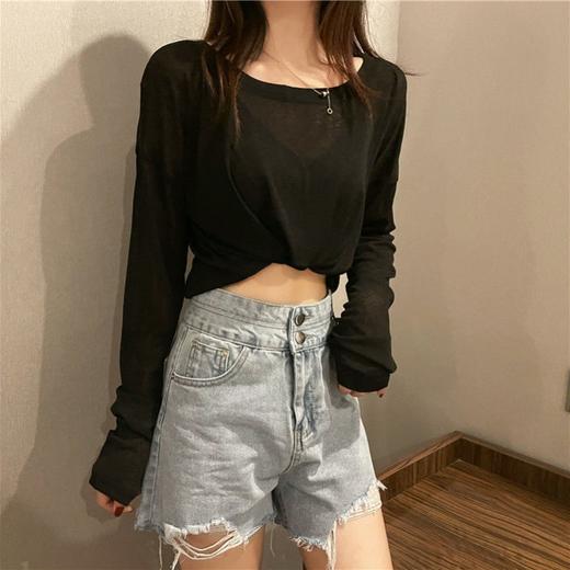 【防晒清凉舒适与时尚并存，敲柔软透气】大码t恤女装夏季新款糖果色防晒衫T恤衫百搭色内搭薄款上衣 商品图2