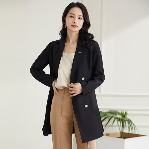 罗蒙春秋长袖连衣裙女士商务通勤西装裙时尚百搭连衣裙女 商品图6