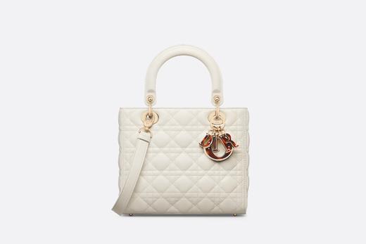 【欧洲专柜直邮】DIOR 迪奥 女士新品 中号 LADY DIOR 手袋 黑色羊皮革藤格纹  M0565OPEH 商品图7