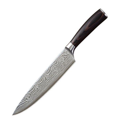 【单独发货】大马士激光花纹主厨刀 牛排刀 不锈钢菜刀 料理刀 厨房刀具 商品图3