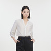 谜底V领提花衬衫女2023夏季新款通勤宽松衬衣褶皱感分袖232MC0688 商品缩略图0