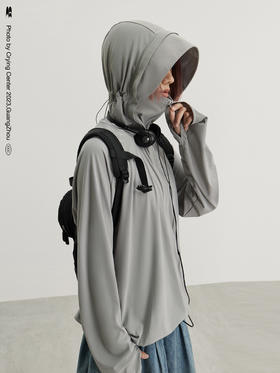 CryingCenter陨石灰可拆卸帽檐防晒遮阳凉感透气外套防晒服帽衫
