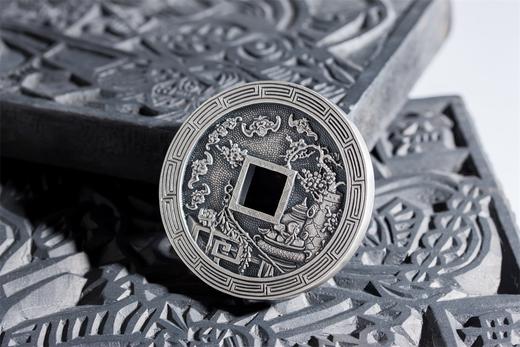 矩德泉坊 纯银手作   福寿康宁刻花大型（5.4厘米版）614 商品图6