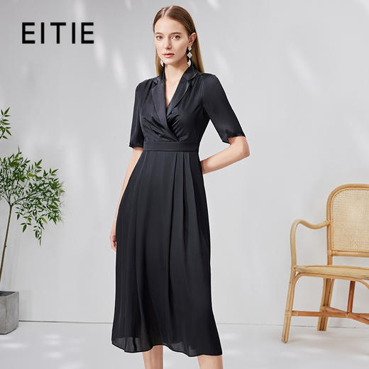 EITIE爱特爱气质中袖西装领收腰连衣裙垂坠高级通勤夏新款B07136 商品图1
