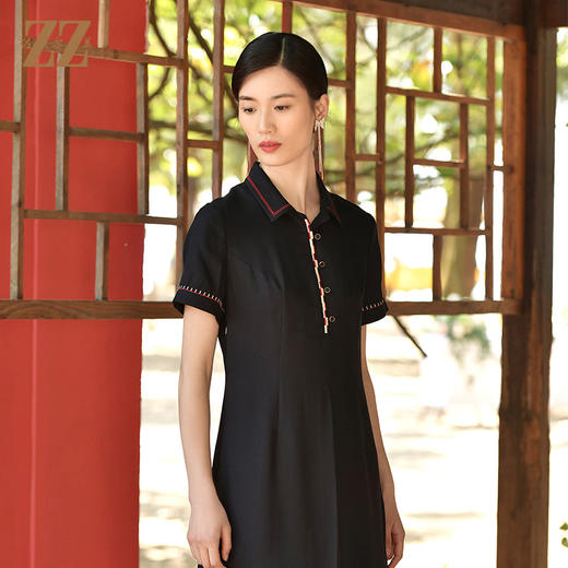 佐尔美夏季新款 国风气质桑蚕丝真丝连衣裙女E32LS52 商品图1