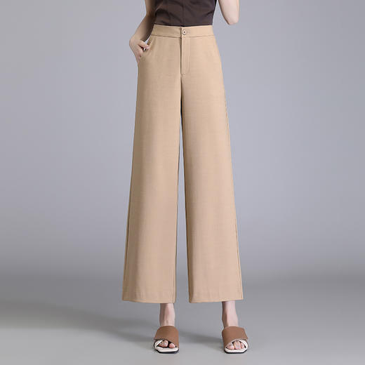 宽松休闲裤直筒阔腿裤妈妈装高腰扣子长裤MYX-8077 商品图0