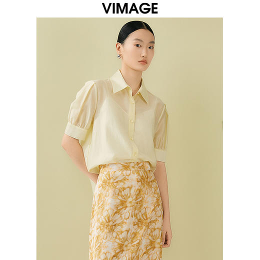 VIMAGE纬漫纪夏季新款简约短款衬衫女上衣衬衣V1909507 商品图2