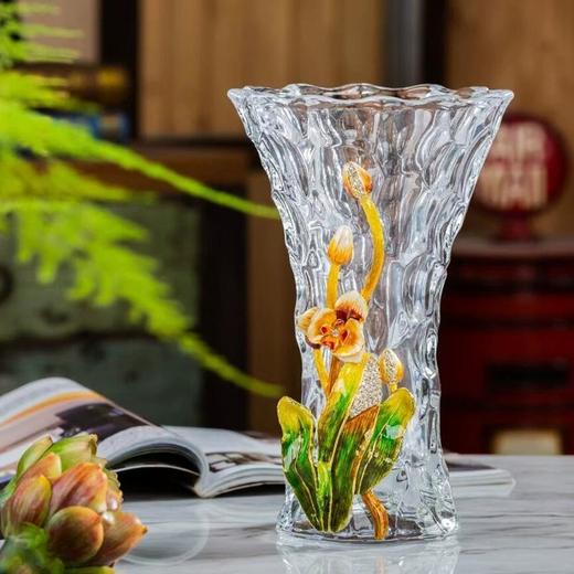 佛罗端斯-蝴蝶兰创意轻奢珐琅花瓶玻璃摆件客厅台面欧式时尚装饰 商品图0