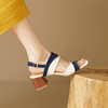 绝美优雅，法式拼色粗跟露趾凉鞋LCC-C9193 商品缩略图1