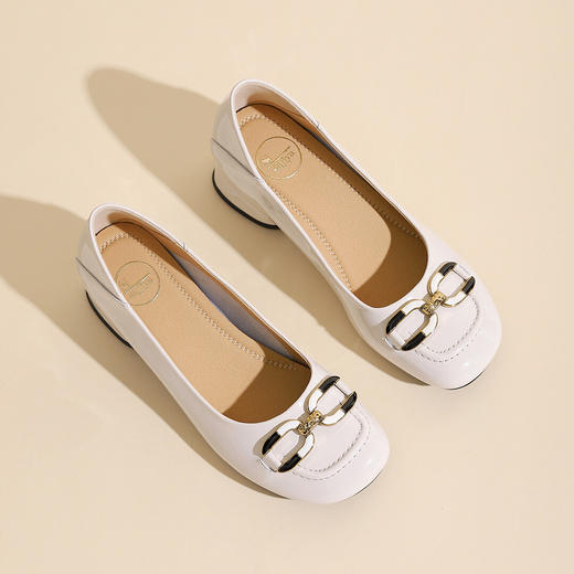 品质好货 | Safiya索菲娅二层牛皮2023夏季新款浅口粗跟单鞋百搭时装奶奶鞋SF31115748 商品图9