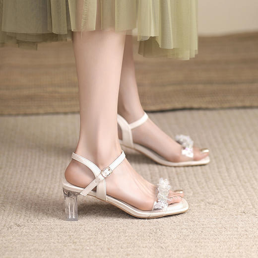 品质好货 | Safiya索菲娅2023新款粗跟一字带凉鞋夏季外穿百搭SF31115722 商品图2