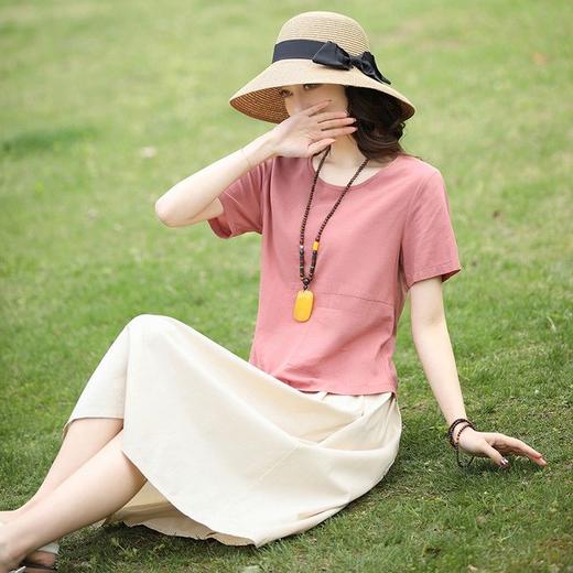 夏季新款休闲时尚棉麻半身裙套装女透气亲肤两件套DD 商品图2