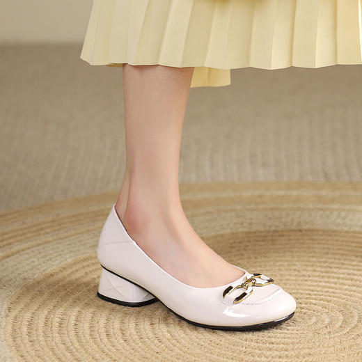 品质好货 | Safiya索菲娅二层牛皮2023夏季新款浅口粗跟单鞋百搭时装奶奶鞋SF31115748 商品图8