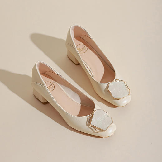 品质好货 | Safiya索菲娅2023新款二层牛皮粗跟通勤鞋时尚浅口单鞋SF31115757 商品图10