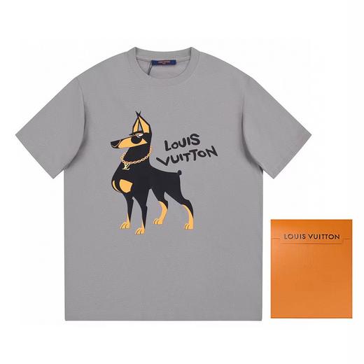 点此购买 LV夏季男女款卡通绅士小狗印花短袖T恤 852 255645 商品图1