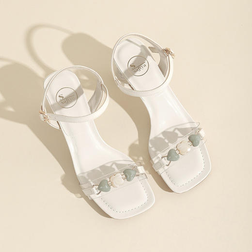 品质好货 | Safiya索菲娅2023新款羊剖层革一字带百搭粗跟高跟凉鞋SF31115721 商品图9