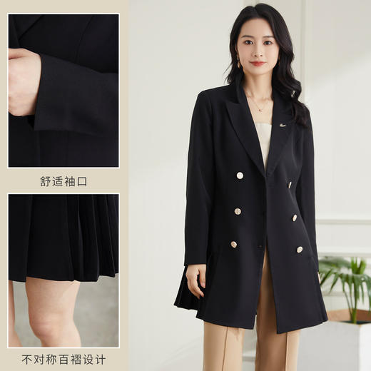 罗蒙春秋长袖连衣裙女士商务通勤西装裙时尚百搭连衣裙女 商品图4