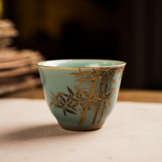 自慢堂 青釉茶杯/小 景德镇陶瓷茶杯高档个人专用功夫茶杯品茗杯 商品图0
