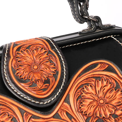 深山集市 黑素雕刻手提包 商品图2