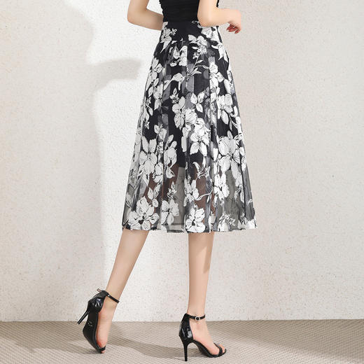 夏季新款，高腰裙时尚气质女装中长裙A字裙雪纺印花半身裙MYX-A151 商品图2