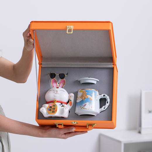 【优雅好礼】珍瓷窑 玉兔办公茶礼 礼盒装 商品图4