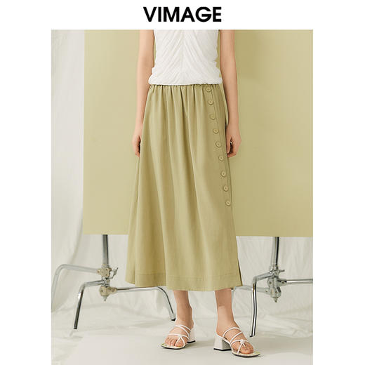 VIMAGE纬漫纪夏季新款时尚气质高腰显瘦舒适半身裙V1906521 商品图3