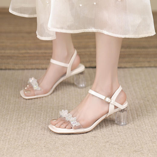 品质好货 | Safiya索菲娅2023新款粗跟一字带凉鞋夏季外穿百搭SF31115722 商品图1