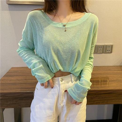 【防晒清凉舒适与时尚并存，敲柔软透气】大码t恤女装夏季新款糖果色防晒衫T恤衫百搭色内搭薄款上衣 商品图9