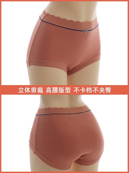 【5条装】芳妮诗2023年新款纯棉高腰内裤三角裤777#（豆沙-墨绿-柔黄-香槟-卡其） 商品图4
