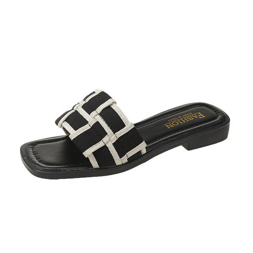 颜值爆表【洋气有档次，防水耐脏舒适】法式高ji感平底凉拖鞋女夏外穿小香风2023新款网红外出海边一字拖 商品图5