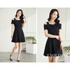 罗蒙夏季短袖连衣裙女士时尚优雅通勤日常百搭短袖露肩小黑裙女 商品缩略图3