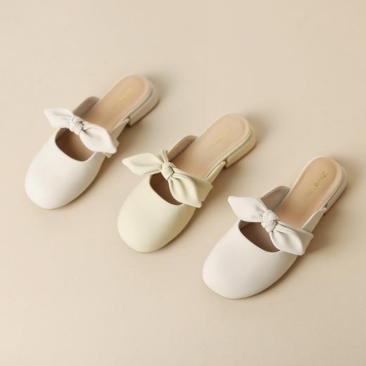 ZHR甜美蝴蝶结半拖女2023新款夏洋气穆勒拖外出优雅气质包头拖鞋 商品图1