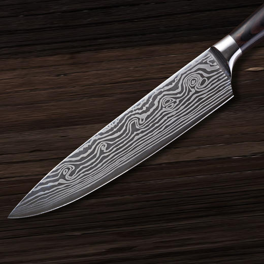 【单独发货】大马士激光花纹主厨刀 牛排刀 不锈钢菜刀 料理刀 厨房刀具 商品图2