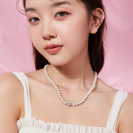 周六福S925银优雅珍珠颈饰手饰组合Z气质大方送礼正品 商品图3