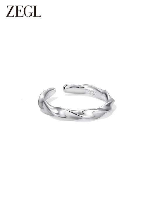 ZEGL银饰波浪戒指女925纯银小众设计感开口指环2023年新款食指戒 商品图3