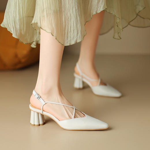 优雅个性，亮面真皮尖头包头后空高跟凉鞋HB-Z518 商品图6