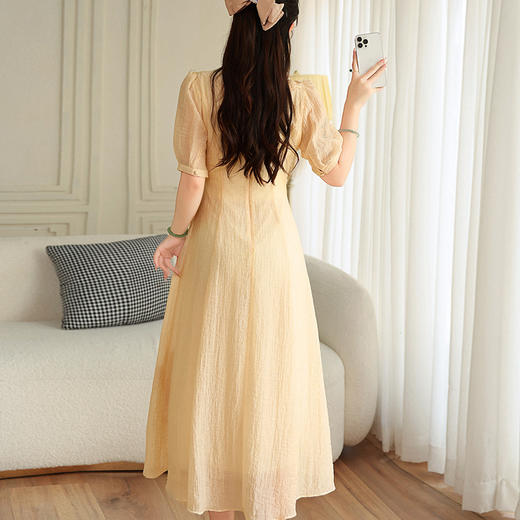新中式国风，旗袍改良式收腰裙夏季短袖气质年轻款连衣长裙OG-9340 商品图2