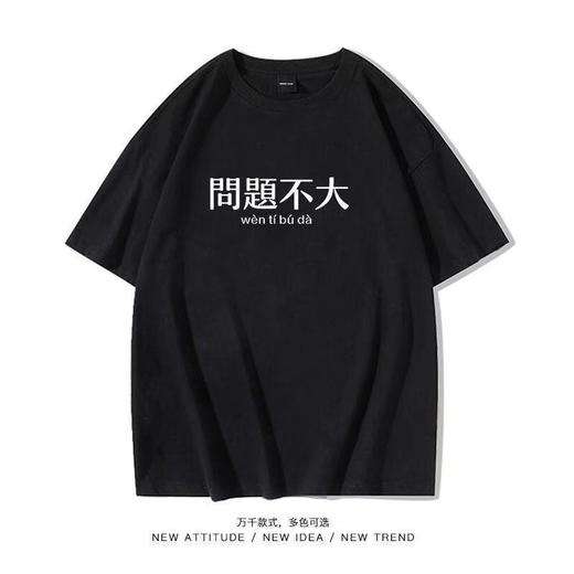 【服装鞋包】国潮复古怀旧上衣服男搞怪文字问题不大ins潮短袖宽松T恤 商品图0