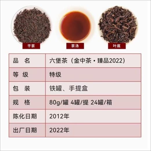 中茶金中茶臻品2022六堡茶80克罐装特级2012年陈化十年陈老茶黑茶 商品图2