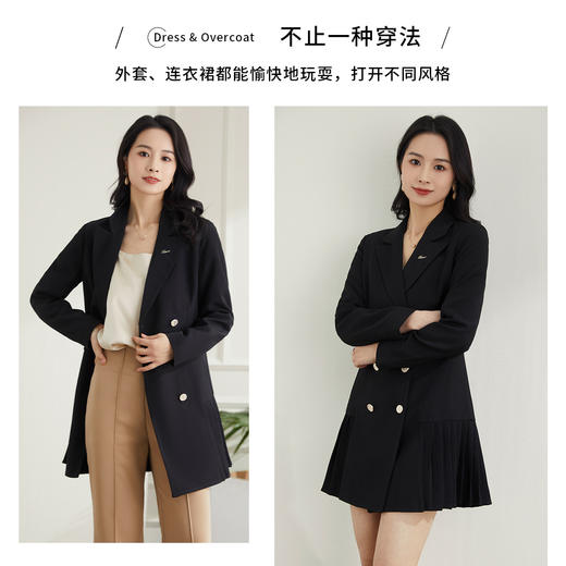 罗蒙春秋长袖连衣裙女士商务通勤西装裙时尚百搭连衣裙女 商品图2