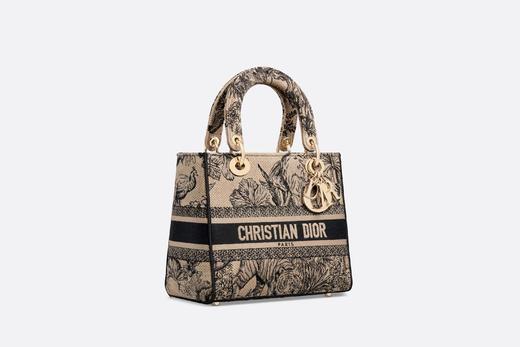 【欧洲专柜直邮】DIOR 迪奥 女士新品中号 LADY D-LITE 手袋 米色Voyage 茹伊印花刺绣手袋 M0565OEUP_M88E 商品图1