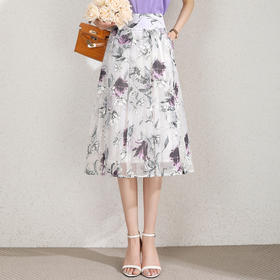 夏季新款，高腰裙时尚气质女装中长裙A字裙雪纺印花半身裙MYX-A151