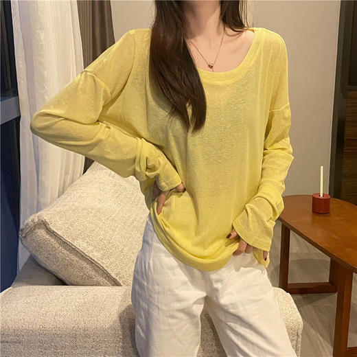 【防晒清凉舒适与时尚并存，敲柔软透气】大码t恤女装夏季新款糖果色防晒衫T恤衫百搭色内搭薄款上衣 商品图3