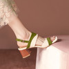 绝美优雅，法式拼色粗跟露趾凉鞋LCC-C9193 商品缩略图8
