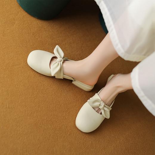 ZHR甜美蝴蝶结半拖女2023新款夏洋气穆勒拖外出优雅气质包头拖鞋 商品图8