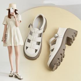 ZHR罗马鞋包头凉鞋女外穿厚底洞洞鞋女士凉鞋女2023新款夏季休闲