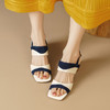 绝美优雅，法式拼色粗跟露趾凉鞋LCC-C9193 商品缩略图2